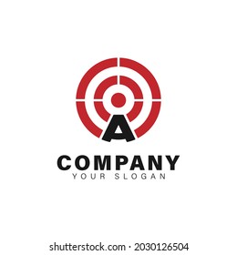letter a combine dartboard makes simple logo for brand