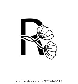 letter combine floral logo design template.