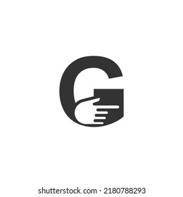 Letter combined with a hand cursor icon illustration template