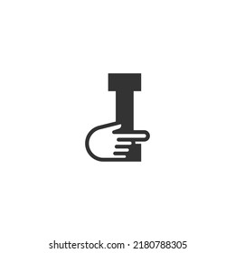 Letter combined with a hand cursor icon illustration template