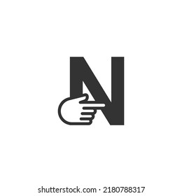 Letter combined with a hand cursor icon illustration template
