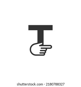 Letter combined with a hand cursor icon illustration template