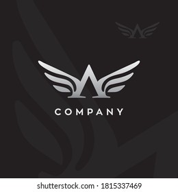Letter A combined with wings logo vector illustration template