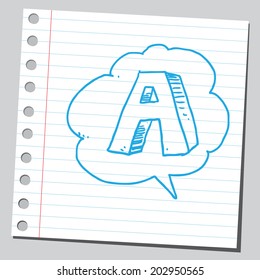 Letter A in comic bubble