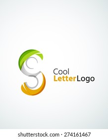 Letter company logo design. Clean modern abstract concept made of overlapping flowing wave shapes. Universal brand icon