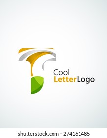 Letter company logo design. Clean modern abstract concept made of overlapping flowing wave shapes. Universal brand icon