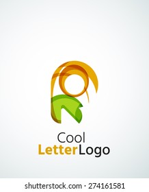 Letter company logo design. Clean modern abstract concept made of overlapping flowing wave shapes. Universal brand icon