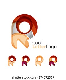 Letter company logo design. Clean modern abstract concept made of overlapping flowing wave shapes. Universal brand icon