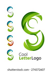 Letter company logo design. Clean modern abstract concept made of overlapping flowing wave shapes. Universal brand icon