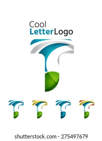 Letter company logo design. Clean modern abstract concept made of overlapping flowing wave shapes. Universal brand icon