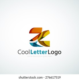Letter company logo design. Clean modern abstract concept made of overlapping flowing wave shapes