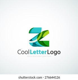 Letter company logo design. Clean modern abstract concept made of overlapping flowing wave shapes