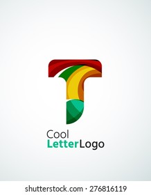 Letter company logo design. Clean modern abstract concept made of overlapping flowing wave shapes. Universal brand icon