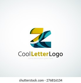 Letter company logo design. Clean modern abstract concept made of overlapping flowing wave shapes