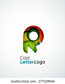 Letter company logo design. Clean modern abstract concept made of overlapping flowing wave shapes. Universal brand icon