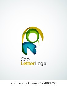 Letter company logo design. Clean modern abstract concept made of overlapping flowing wave shapes. Universal brand icon