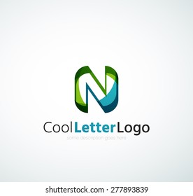 Letter company logo design. Clean modern abstract concept made of overlapping flowing wave shapes