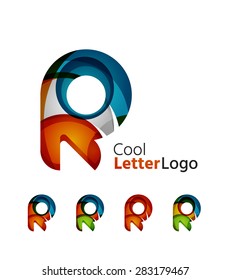 Letter company logo design. Clean modern abstract concept made of overlapping flowing wave shapes. Universal brand icon