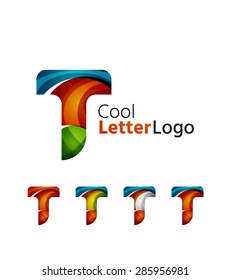 Letter company logo design. Clean modern abstract concept made of overlapping flowing wave shapes. Universal brand icon