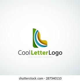 Letter company logo design. Clean modern abstract concept made of overlapping flowing wave shapes