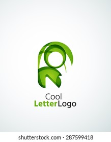 Letter company logo design. Clean modern abstract concept made of overlapping flowing wave shapes. Universal brand icon