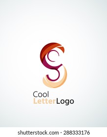 Letter company logo design. Clean modern abstract concept made of overlapping flowing wave shapes. Universal brand icon