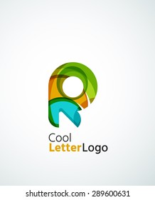 Letter company logo design. Clean modern abstract concept made of overlapping flowing wave shapes. Universal brand icon