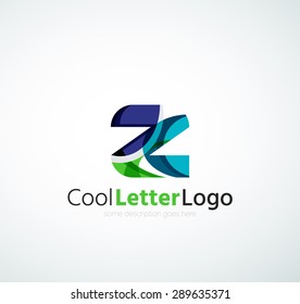 Letter company logo design. Clean modern abstract concept made of overlapping flowing wave shapes