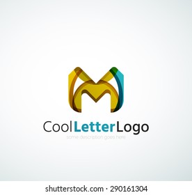 Letter company logo design. Clean modern abstract concept made of overlapping flowing wave shapes