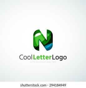 Letter company logo design. Clean modern abstract concept made of overlapping flowing wave shapes