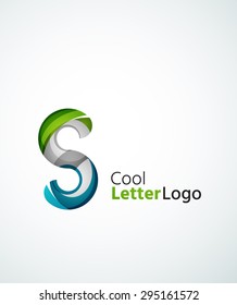 Letter company logo design. Clean modern abstract concept made of overlapping flowing wave shapes. Universal brand icon