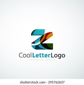 Letter company logo design. Clean modern abstract concept made of overlapping flowing wave shapes