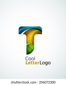 Letter company logo design. Clean modern abstract concept made of overlapping flowing wave shapes. Universal brand icon