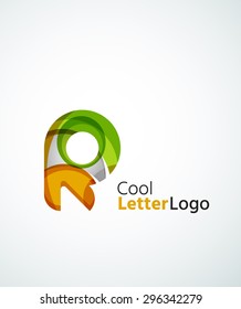 Letter company logo design. Clean modern abstract concept made of overlapping flowing wave shapes. Universal brand icon