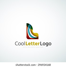 Letter company logo design. Clean modern abstract concept made of overlapping flowing wave shapes