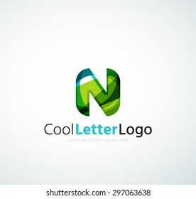 Letter company logo design. Clean modern abstract concept made of overlapping flowing wave shapes