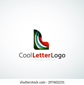 Letter company logo design. Clean modern abstract concept made of overlapping flowing wave shapes