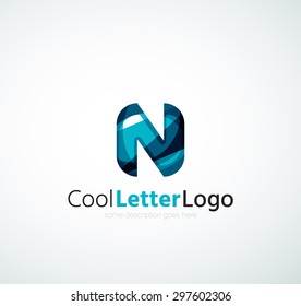 Letter company logo design. Clean modern abstract concept made of overlapping flowing wave shapes