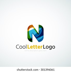 Letter company logo design. Clean modern abstract concept made of overlapping flowing wave shapes