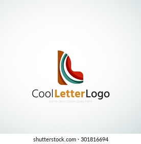 Letter company logo design. Clean modern abstract concept made of overlapping flowing wave shapes