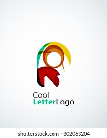 Letter company logo design. Clean modern abstract concept made of overlapping flowing wave shapes. Universal brand icon
