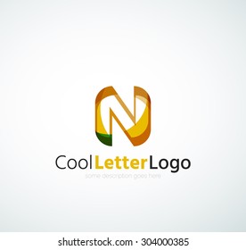 Letter company logo design. Clean modern abstract concept made of overlapping flowing wave shapes