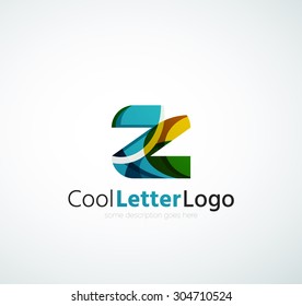 Letter company logo design. Clean modern abstract concept made of overlapping flowing wave shapes
