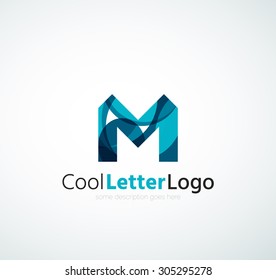 Letter company logo design. Clean modern abstract concept made of overlapping flowing wave shapes