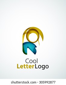 Letter company logo design. Clean modern abstract concept made of overlapping flowing wave shapes. Universal brand icon
