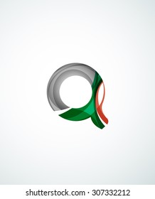 Letter company logo design. Clean modern abstract concept made of overlapping flowing wave shapes