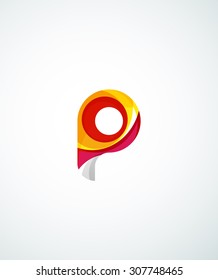 Letter company logo design. Clean modern abstract concept made of overlapping flowing wave shapes