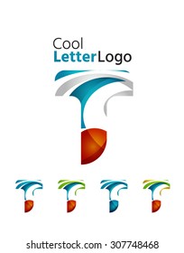 Letter company logo design. Clean modern abstract concept made of overlapping flowing wave shapes. Universal brand icon