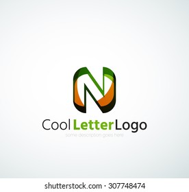 Letter company logo design. Clean modern abstract concept made of overlapping flowing wave shapes