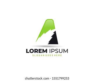 letter A company logo, leaf vector logo template element.